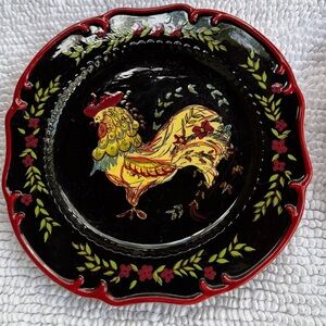 NWT April Cornell Farmhouse Decor PlateRooster Motif Cottagecore Country